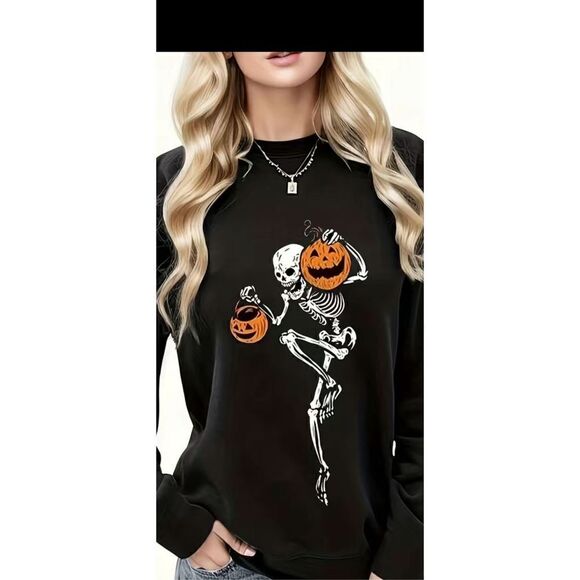 Skeleton pumpkin sweatshirt, super soft and cute size14 - Picture 1 of 5